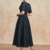 Mother of the Bride Dresses | A-line V-Neck Tea-Length Tulle Lace Mother of the Bride Dress With Pleated Dark Navy – Womens