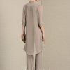 Mother of the Bride Dresses | A-Line/Princess Scoop Neck Floor-Length Chiffon Mother of the Bride Two-piece outfit With Lace Taupe – Womens