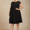 Mother of the Bride Dresses | Empire Scoop Illusion Knee-Length Chiffon Lace Mother of the Bride Dress With Sequins Beading Black – Womens