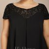 Mother of the Bride Dresses | Empire Scoop Illusion Knee-Length Chiffon Lace Mother of the Bride Dress With Sequins Beading Black – Womens