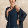 Mother of the Bride Dresses | Jumpsuit/Pantsuit Separates Scoop Floor-Length Chiffon Mother of the Bride Dress Dark Navy – Womens