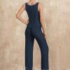 Mother of the Bride Dresses | Jumpsuit/Pantsuit Separates Scoop Floor-Length Chiffon Mother of the Bride Dress Dark Navy – Womens