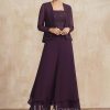 Mother of the Bride Dresses | Jumpsuit/Pantsuit Separates Square Ankle-Length Chiffon Lace Mother of the Bride Dress With Sequins As Picture – Womens