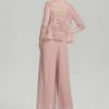 Mother of the Bride Dresses | Jumpsuit/Pantsuit Square Floor-Length Lace Chiffon Mother of the Bride Dress Dusty Rose – Womens