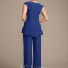 Mother of the Bride Dresses | Separates Jumpsuit/Pantsuit Asymmetrical Floor-Length Chiffon Mother of the Bride Dress With Pleated Sequins Beading As Picture – Womens