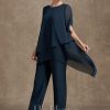 Mother of the Bride Dresses | Separates Jumpsuit/Pantsuit Scoop Ankle-Length Chiffon Mother of the Bride Dress Dark Navy – Womens