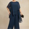 Mother of the Bride Dresses | Separates Jumpsuit/Pantsuit Scoop Ankle-Length Chiffon Mother of the Bride Dress Dark Navy – Womens