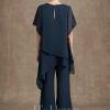 Mother of the Bride Dresses | Separates Jumpsuit/Pantsuit Scoop Ankle-Length Chiffon Mother of the Bride Dress Dark Navy – Womens