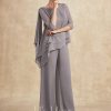 Mother of the Bride Dresses | Separates Jumpsuit/Pantsuit Scoop Floor-Length Chiffon Mother of the Bride Dress With Beading As Picture – Womens