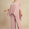 Mother of the Bride Dresses | Separates Jumpsuit/Pantsuit V-Neck Floor-Length Chiffon Mother of the Bride Dress With Beading Dusty Rose – Womens