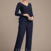 Mother of the Bride Dresses | Separates Jumpsuit/Pantsuit V-Neck Floor-Length Chiffon Mother of the Bride Dress With Pleated As Picture – Womens