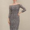 Mother of the Bride Dresses | Sheath/Column Off the Shoulder Illusion Knee-Length Lace Mother of the Bride Dress As Picture – Womens