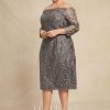 Mother of the Bride Dresses | Sheath/Column Off the Shoulder Illusion Knee-Length Lace Mother of the Bride Dress As Picture – Womens