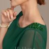 Mother of the Bride Dresses | Sheath/Column Scoop Asymmetrical Chiffon Mother of the Bride Dress With Sequins Beading Dark Green – Womens