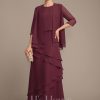 Mother of the Bride Dresses | Sheath/Column Scoop Floor-Length Chiffon Mother of the Bride Dress Cabernet – Womens