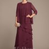 Mother of the Bride Dresses | Sheath/Column Scoop Floor-Length Chiffon Mother of the Bride Dress Cabernet – Womens