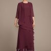 Mother of the Bride Dresses | Sheath/Column Scoop Floor-Length Chiffon Mother of the Bride Dress Cabernet – Womens