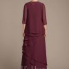 Mother of the Bride Dresses | Sheath/Column Scoop Floor-Length Chiffon Mother of the Bride Dress Cabernet – Womens