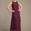 Mother of the Bride Dresses | Sheath/Column Scoop Floor-Length Chiffon Mother of the Bride Dress Cabernet – Womens