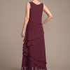 Mother of the Bride Dresses | Sheath/Column Scoop Floor-Length Chiffon Mother of the Bride Dress Cabernet – Womens