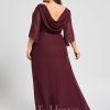 Mother of the Bride Dresses | Sheath/Column Scoop Floor-Length Chiffon Mother of the Bride Dress With Pleated Beading Cabernet – Womens