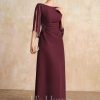 Mother of the Bride Dresses | Sheath/Column Scoop Floor-Length Chiffon Mother of the Bride Dress With Pleated Beading Cabernet – Womens