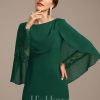 Mother of the Bride Dresses | Sheath/Column Scoop Floor-Length Lace Chiffon Mother of the Bride Dress With Pleated Dark Green – Womens