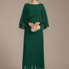 Mother of the Bride Dresses | Sheath/Column Scoop Floor-Length Lace Chiffon Mother of the Bride Dress With Pleated Dark Green – Womens