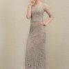 Mother of the Bride Dresses | Sheath/Column Scoop Illusion Floor-Length Detachable Lace Chiffon Mother of the Bride Dress Taupe – Womens