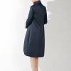 Mother of the Bride Dresses | Sheath/Column Scoop Knee-Length Satin Mother of the Bride Dress Dark Navy – Womens