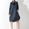 Mother of the Bride Dresses | Sheath/Column Scoop Knee-Length Satin Mother of the Bride Dress Dark Navy – Womens