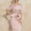 Mother of the Bride Dresses | Sheath/Column Scoop Knee-Length Stretch Crepe Mother of the Bride Dress With Sequins Appliques Lace Beading As Picture – Womens