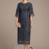 Mother of the Bride Dresses | Sheath/Column Scoop Tea-Length Lace Chiffon Mother of the Bride Dress As Picture – Womens