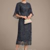 Mother of the Bride Dresses | Sheath/Column Scoop Tea-Length Lace Chiffon Mother of the Bride Dress As Picture – Womens