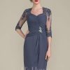 Mother of the Bride Dresses | Sheath/Column Sweetheart Knee-Length Chiffon Mother of the Bride Dress With Beading Appliques Lace Sequins Pleated Stormy – Womens