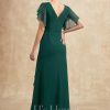 Mother of the Bride Dresses | Sheath/Column V-Neck Ankle-Length Chiffon Mother of the Bride Dress With Pleated Sequins Beading Dark Green – Womens