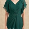 Mother of the Bride Dresses | Sheath/Column V-Neck Ankle-Length Chiffon Mother of the Bride Dress With Pleated Sequins Beading Dark Green – Womens