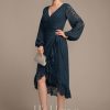 Mother of the Bride Dresses | Sheath/Column V-Neck Asymmetrical Lace Mother of the Bride Dress With Pleated Dark Navy – Womens