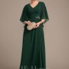 Mother of the Bride Dresses | Sheath/Column V-Neck Floor-Length Chiffon Mother of the Bride Dress With Pleated Sequins Beading As Picture – Womens