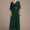 Mother of the Bride Dresses | Sheath/Column V-Neck Floor-Length Chiffon Mother of the Bride Dress With Pleated Sequins Beading As Picture – Womens