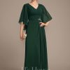 Mother of the Bride Dresses | Sheath/Column V-Neck Floor-Length Chiffon Mother of the Bride Dress With Pleated Sequins Beading As Picture – Womens