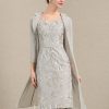 Mother of the Bride Dresses | Sheath/Column V-Neck Knee-Length Lace Chiffon Mother of the Bride Dress As Picture – Womens