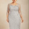 Mother of the Bride Dresses | Sheath/Column V-Neck Knee-Length Lace Chiffon Mother of the Bride Dress As Picture – Womens