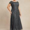 Mother of the Bride Dresses | Trumpet/Mermaid Scoop Ankle-Length Lace Tulle Mother of the Bride Dress With Sequins Beading Steel Grey – Womens