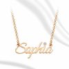 Name Necklaces | Custom 18k Rose Gold Plated Letter Name Necklace With Birthstone – Birthday Gifts Rose Gold – Womens