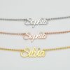 Name Necklaces | Custom 18k Rose Gold Plated Letter Name Necklace With Birthstone – Birthday Gifts Rose Gold – Womens