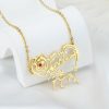 Name Necklaces | Hollow Carved Beautiful Casual Fashionable Birthstone Necklace Name Necklace 14K Gold Plating – Womens