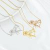 Name Necklaces | Hollow Carved Beautiful Casual Fashionable Birthstone Necklace Name Necklace 14K Gold Plating – Womens