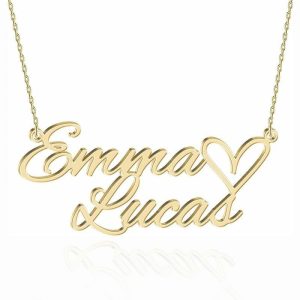 Personalized Jewelry | Attractive Beautiful Fashionable Name Necklace With Heart Gold – Womens