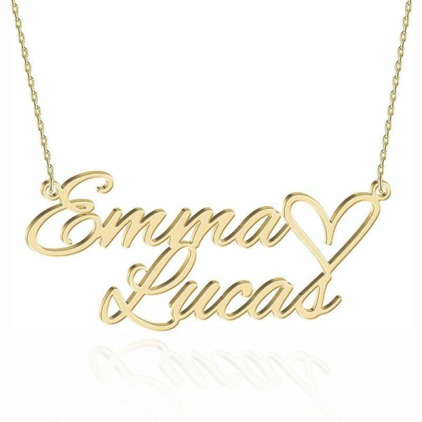 Personalized Jewelry | Attractive Beautiful Fashionable Name Necklace With Heart Gold – Womens